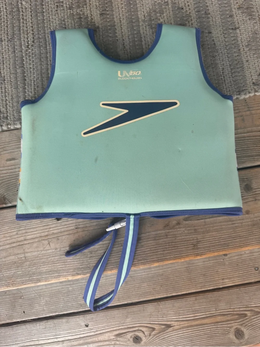 Speedo Mint Surfboard Print Kids Swim Rashguard with Blue Trim